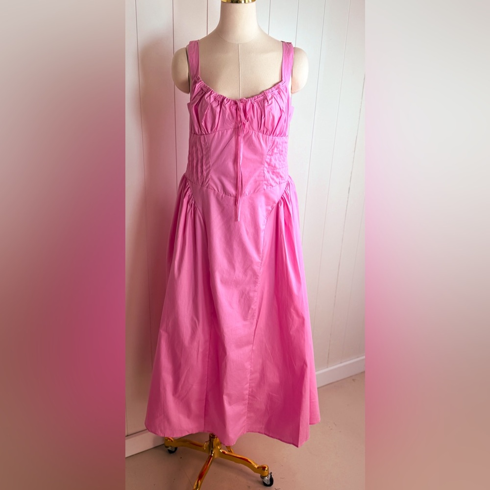 NEW Moon River Emilia Pintuck Waist Midi Dress โ Pink, NWT - Picture 1 of 2